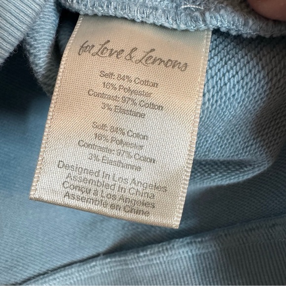 For Love & Lemons Harper Crop Hoodie Blue V Neck Drawstring Sweatshirt Size M‎ - Picture 11 of 13